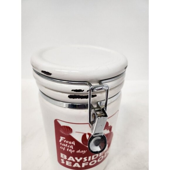 Vtg Home Studio Coastal Collection Ceramic Clam Seafood Theme Canister Container - Picture 2 of 15